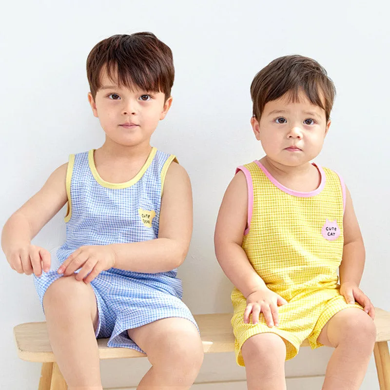 Blue Cute Bear Sleeveless Set 2405U26