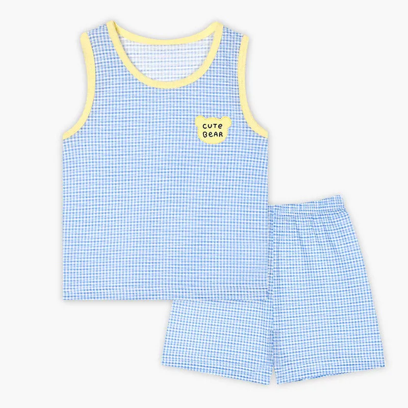 Blue Cute Bear Sleeveless Set 2405U26