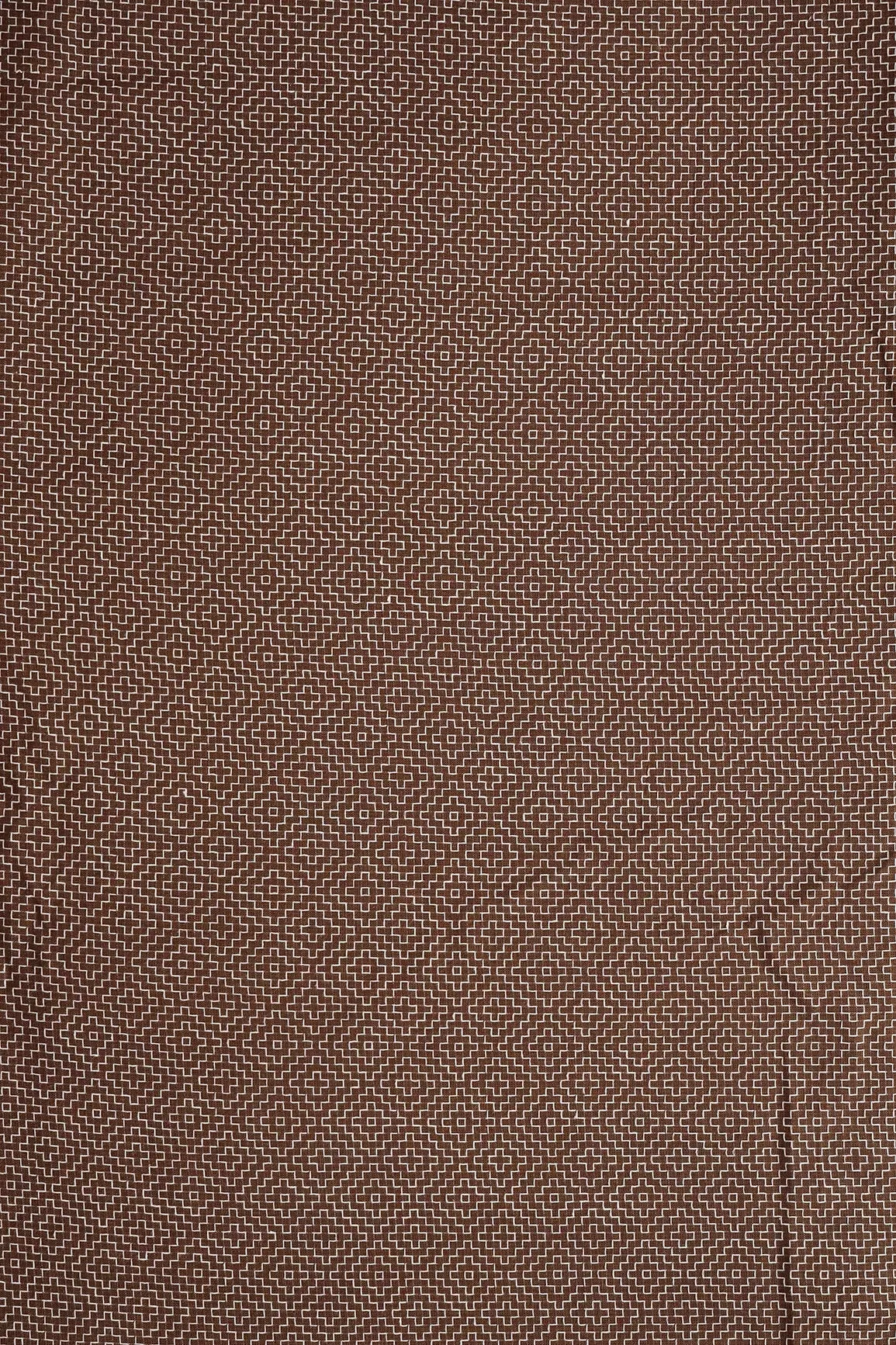 Brown And White Geometric Pattern Handwoven Organic Cotton Fabric