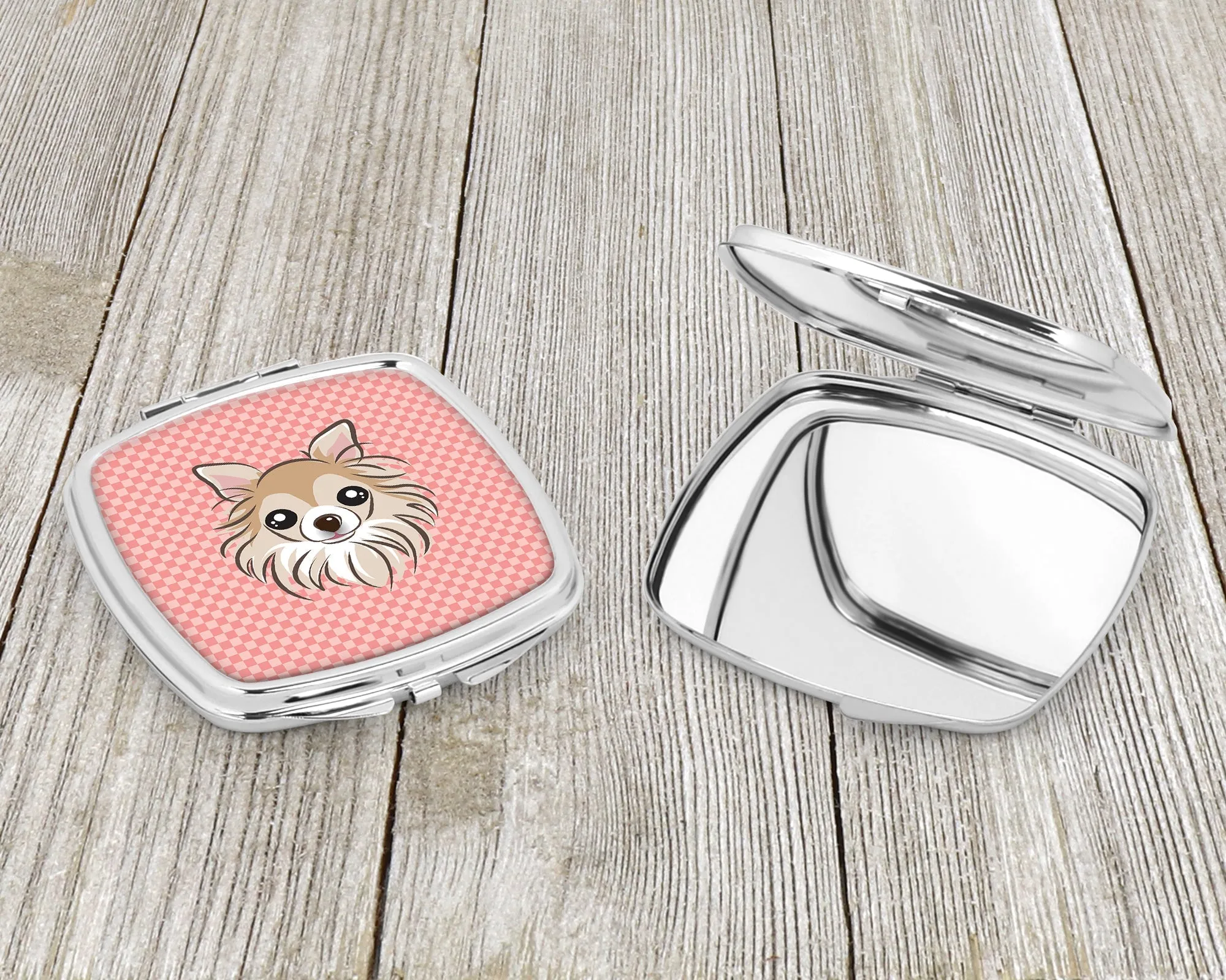 Checkerboard Pink Chihuahua Compact Mirror BB1251SCM by Caroline's Treasures