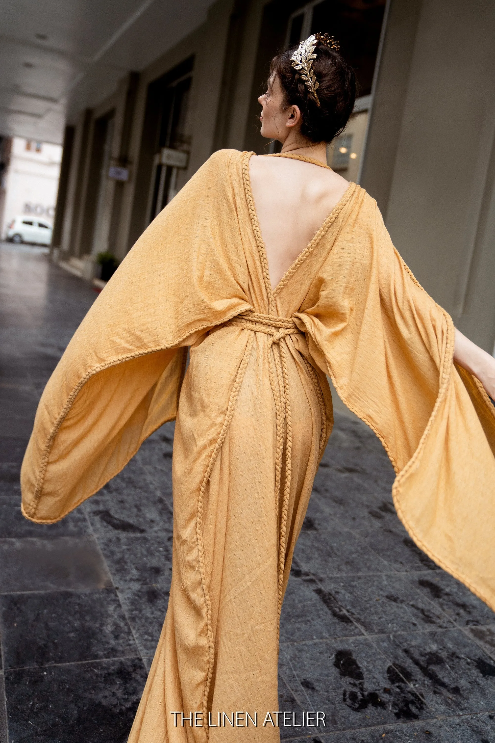 JOANNE Mustard Yellow Kaftan Dress