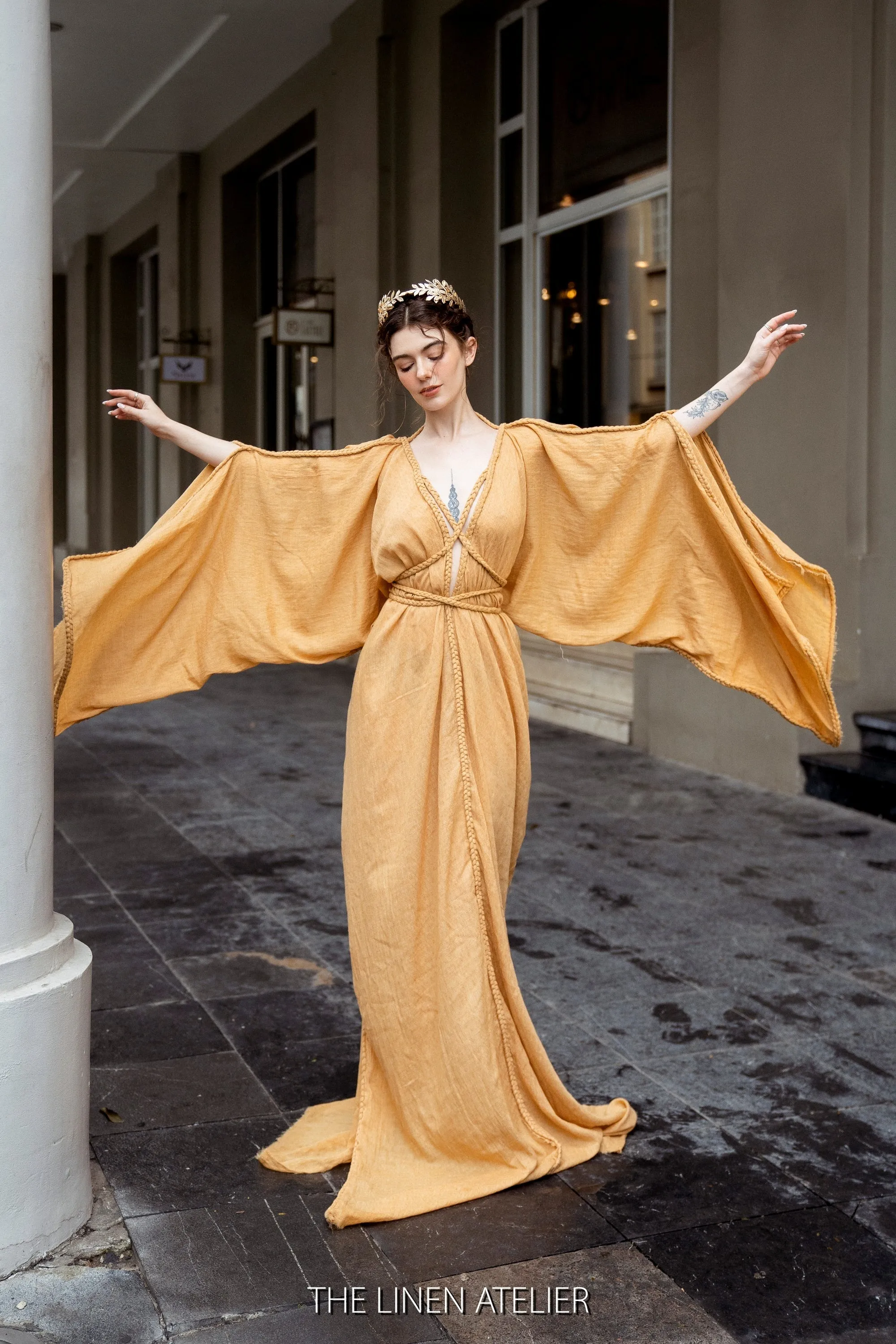 JOANNE Mustard Yellow Kaftan Dress