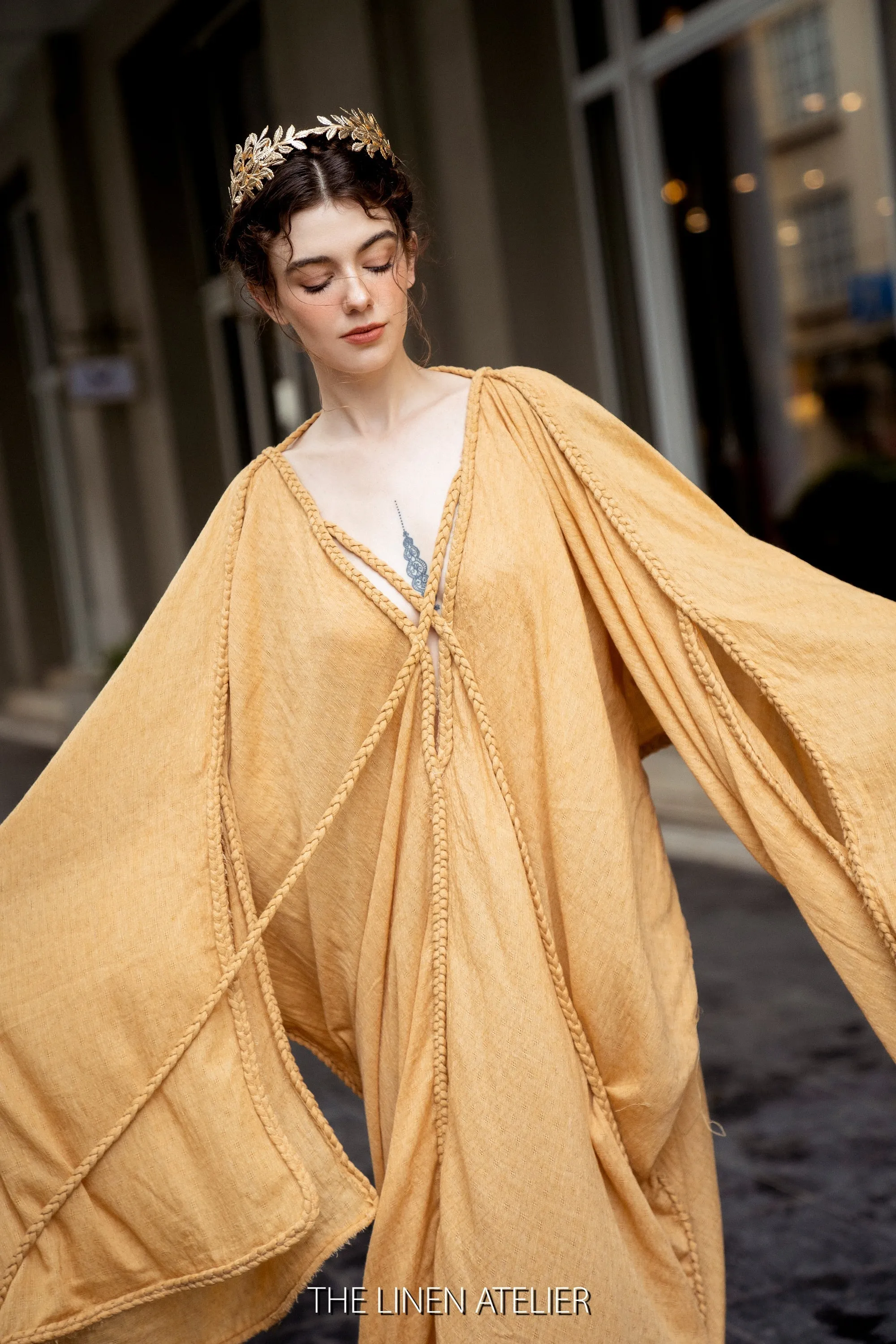JOANNE Mustard Yellow Kaftan Dress