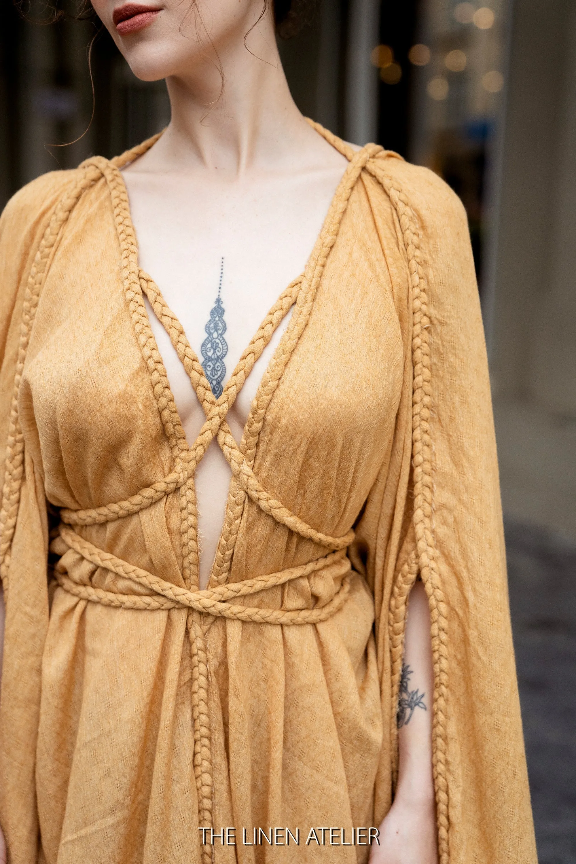 JOANNE Mustard Yellow Kaftan Dress