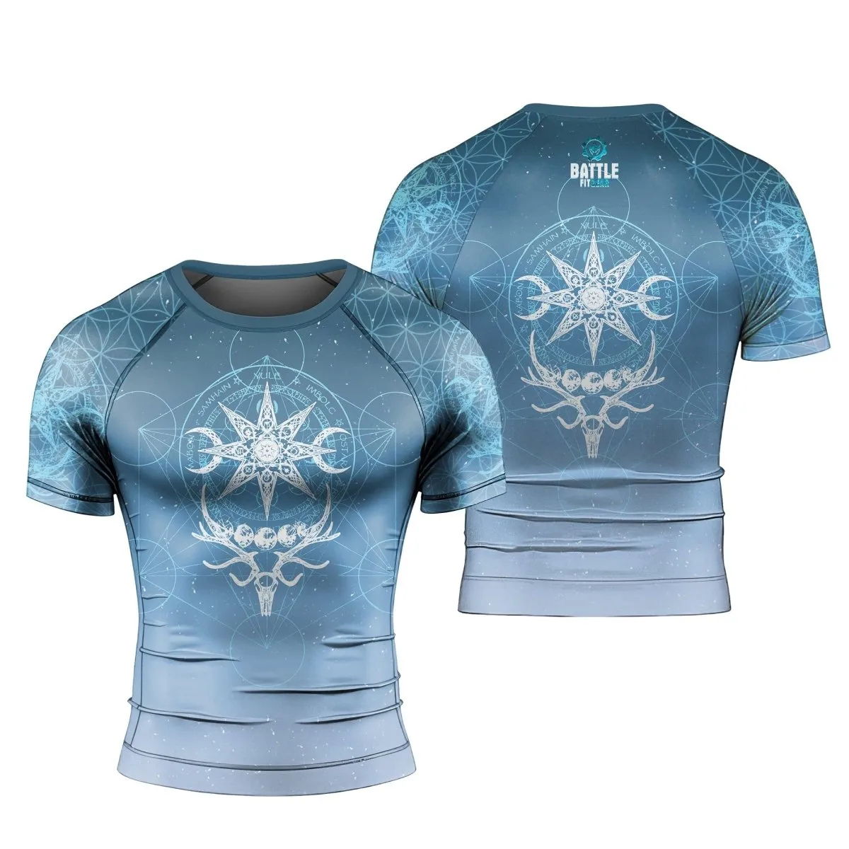 Light Blue YULE Vikings Men's Short Sleeve Rash Guard