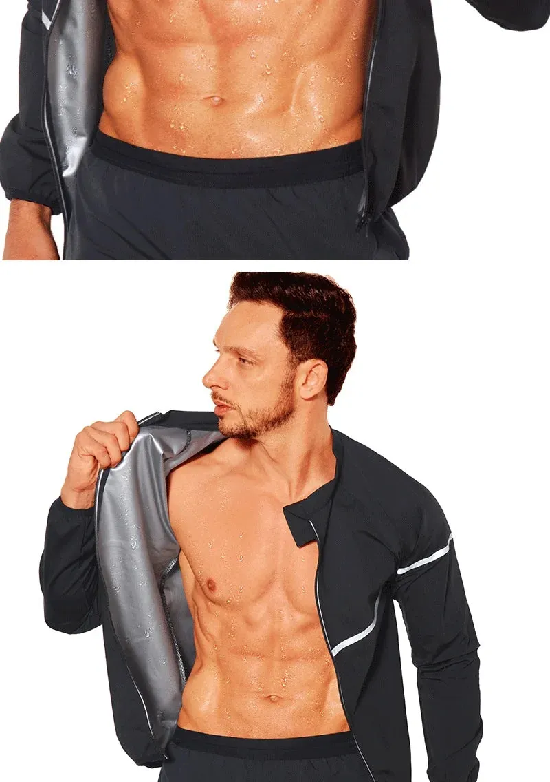 Men Sauna Jacket for Slimming Long Sleeve Sweat Top Zipper | Aharon