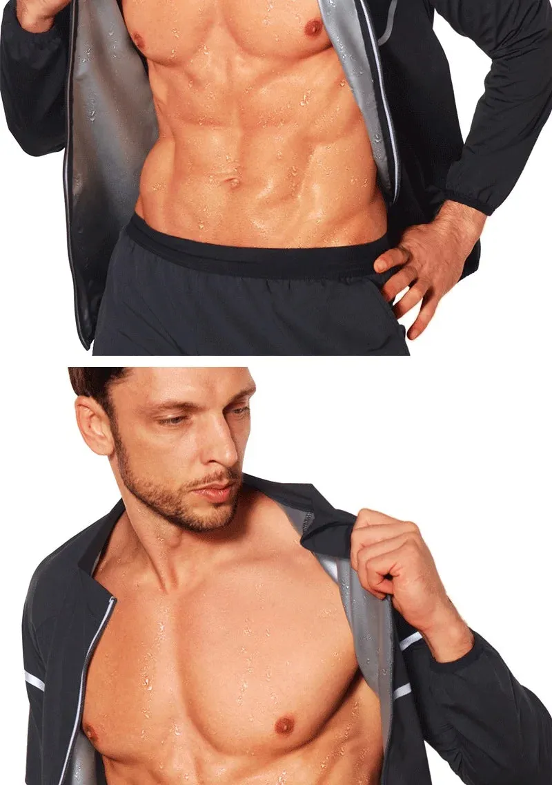 Men Sauna Jacket for Slimming Long Sleeve Sweat Top Zipper | Aharon