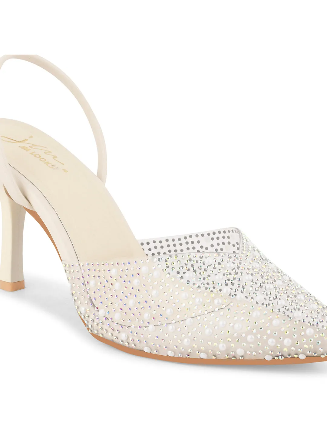Pearled Slingback Heels