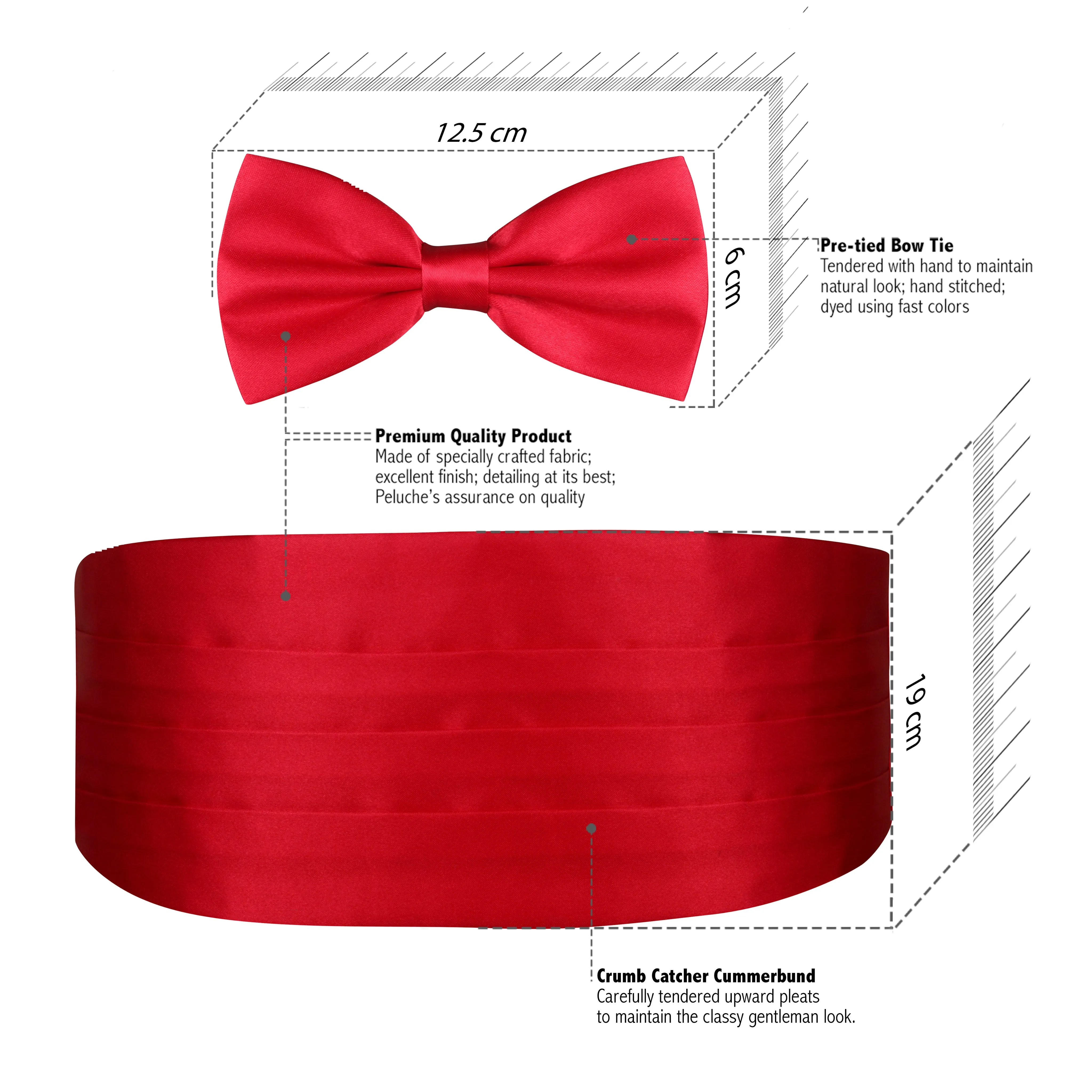 Peluche Sultry Red Cummerbund & Bow Tie Set