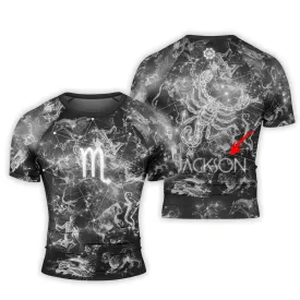 Personalized Zodiac Scorpio Short Sleeve Rash Guard