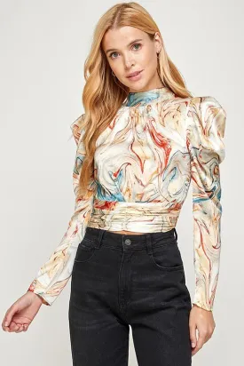 Printed Back Neck Tie Top