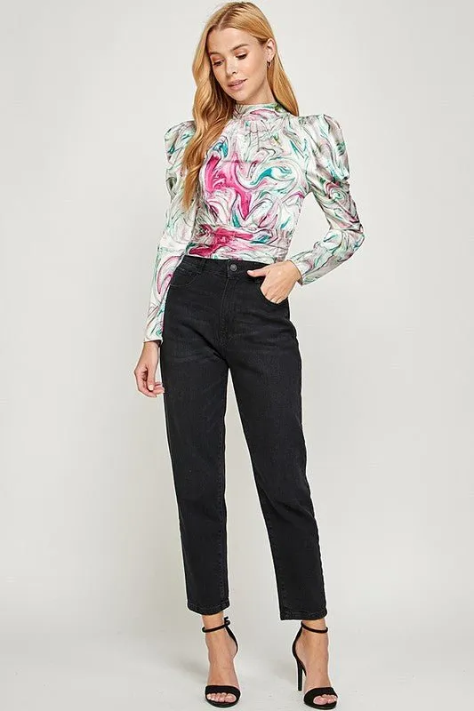 Printed Back Neck Tie Top
