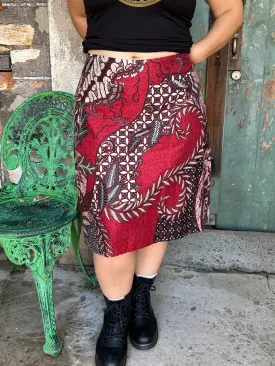 Red Swirl A-Line Skirt: below Knee length